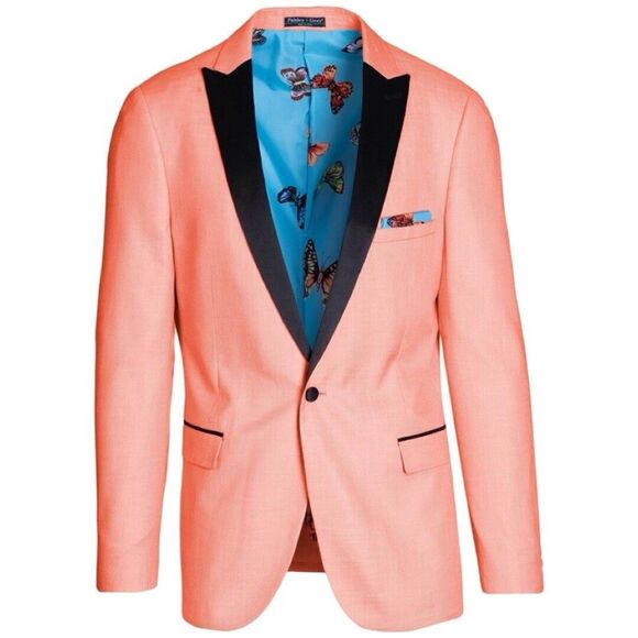 Paisley & Gray Men’s Slim Fit Grosvenor Peak Tuxedo Jacket Blazer Orange 42R - Picture 1 of 16